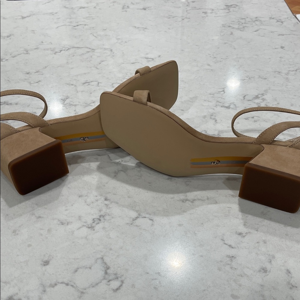 Sam Edelman Beige Suede Block Heel Sandals - Picture 4 of 4